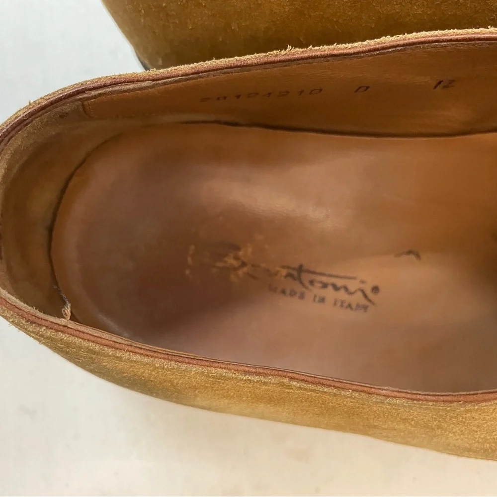 Santoni Made in‎ Italy Suede Square Toe Derby in Tan Size 12 D $650